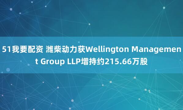 51我要配资 潍柴动力获Wellington Management Group LLP增持约215.66万股