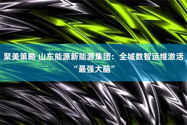 聚美策略 山东能源新能源集团：全域数智运维激活“最强大脑”