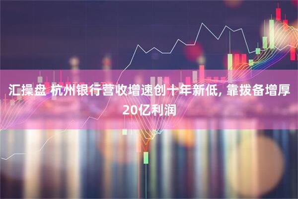 汇操盘 杭州银行营收增速创十年新低, 靠拨备增厚20亿利润
