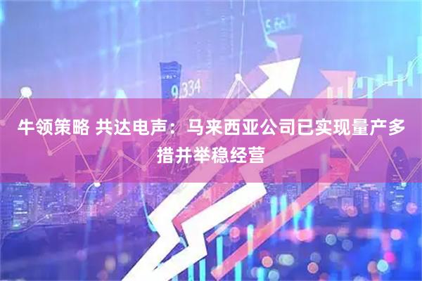 牛领策略 共达电声：马来西亚公司已实现量产多措并举稳经营